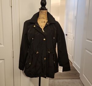 Style & Co. Black Utility Jacket with Gold Buttons